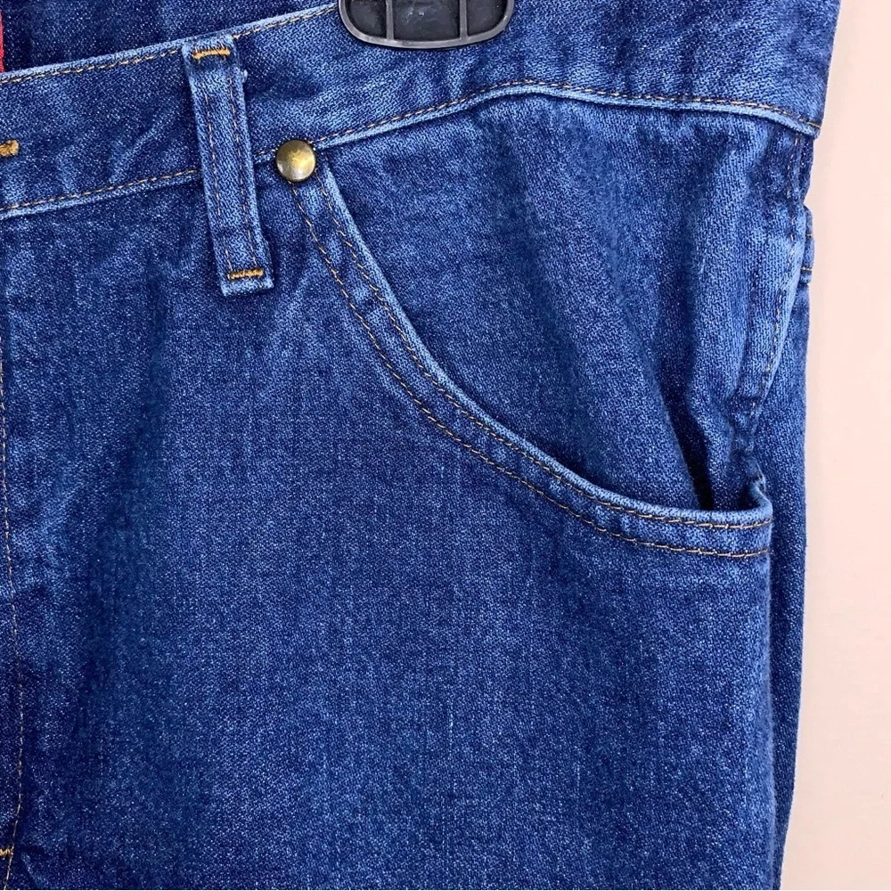 Actual 37x33 Wrangler Slim Fit Blue Denim Jeans 36MWZ Western Bootcut Cowboy Cut